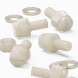 50x viti in nylon naturale zigrinate a taglio M5 x 10 mm, dadi e rondelle