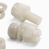 50x Natural Nylon Slotted Knurled Thumbscrews M5 x 10 mm, Nuts & Washers