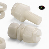 50x Natural Nylon Slotted Knurled Thumbscrews M5 x 10 mm, Nuts & Washers