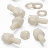50x Natural Nylon Slotted Knurled Thumbscrews M5 x 10 mm, Nuts & Washers