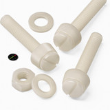 50x Natural Nylon Slotted Knurled Thumbscrews M6 x 30 mm, Nuts & Washers