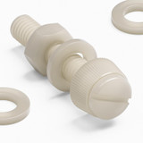 50x viti in nylon naturale zigrinate a taglio M6 x 30 mm, dadi e rondelle