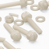 50x viti in nylon naturale zigrinate a taglio M6 x 30 mm, dadi e rondelle