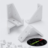 4x V3 5 mm Corner Brackets, White Acrylic + 20x M5 Bolts