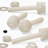 50x viti in nylon naturale zigrinate a taglio M3 x 20 mm, dadi e rondelle