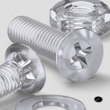 50x Clear Acrylic Countersunk Screws & Bolts M3 x 10 mm, Nuts & Washers