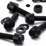 50x viti in nylon nero zigrinate a taglio M5 x 20 mm, dadi e rondelle