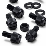 50x viti in nylon nero zigrinate a taglio M5 x 10 mm, dadi e rondelle