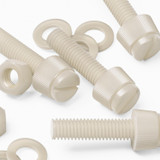50x Natural Nylon Slotted Knurled Thumbscrews M5 x 20 mm, Nuts & Washers