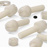 50x viti in nylon naturale zigrinate a taglio M5 x 20 mm, dadi e rondelle