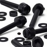 50x Black Nylon Slotted Knurled Thumbscrews M4 x 30 mm, Nuts & Washers