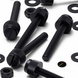 50x viti in nylon nero zigrinate a taglio M4 x 30 mm, dadi e rondelle