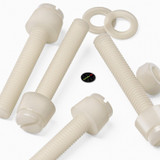 50x viti in nylon naturale zigrinate a taglio M5 x 30 mm, dadi e rondelle