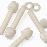 50x viti in nylon naturale zigrinate a taglio M5 x 30 mm, dadi e rondelle