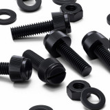 50x viti in nylon nero zigrinate a taglio M6 x 20 mm, dadi e rondelle