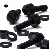 50x Black Nylon Slotted Knurled Thumbscrews M6 x 20 mm, Nuts & Washers
