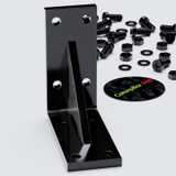 4x V4 staffe a L rinforzate, acrilico nero 5 mm + 40 bulloni M5
