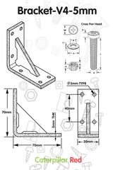 4x V4 staffe a L rinforzate, acrilico nero 5 mm + 40 bulloni M5