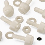 50x viti in nylon naturale zigrinate a taglio M3 x 10 mm, dadi e rondelle