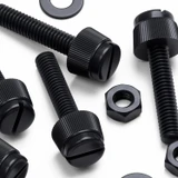 50x Black Nylon Slotted Knurled Thumbscrews M4 x 20 mm, Nuts & Washers