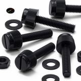 50x Black Nylon Slotted Knurled Thumbscrews M4 x 20 mm, Nuts & Washers