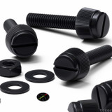 50x viti in nylon nero zigrinate a taglio M4 x 20 mm, dadi e rondelle