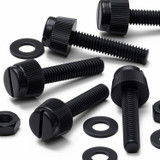 50x viti in nylon nero zigrinate a taglio M4 x 20 mm, dadi e rondelle