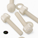 50x viti in nylon naturale zigrinate a taglio M8 x 40 mm, dadi e rondelle