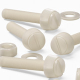 50x viti in nylon naturale zigrinate a taglio M8 x 40 mm, dadi e rondelle