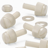 50x Natural Nylon Slotted Knurled Thumbscrews M4 x 10 mm, Nuts & Washers
