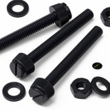 50x Black Nylon Slotted Knurled Thumbscrews M6 x 50 mm, Nuts & Washers