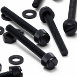 50x viti in nylon nero zigrinate a taglio M6 x 50 mm, dadi e rondelle