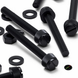 50x viti in nylon nero zigrinate a taglio M6 x 50 mm, dadi e rondelle