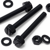 50x Black Nylon Slotted Knurled Thumbscrews M6 x 50 mm, Nuts & Washers