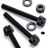 50x Black Nylon Slotted Knurled Thumbscrews M6 x 50 mm, Nuts & Washers
