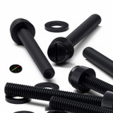 50x Black Nylon Slotted Knurled Thumbscrews M6 x 50 mm, Nuts & Washers