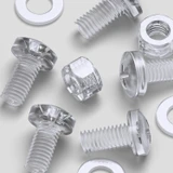 60x Clear Acrylic Pan Head Plastic Screws & Bolts M5 x 10 mm, Nuts & Washers