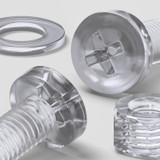 60x Clear Acrylic Pan Head Plastic Screws & Bolts M5 x 10 mm, Nuts & Washers