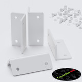 4x Angled L Brackets, 2.5 mm White Acrylic + 20x M5 Bolts