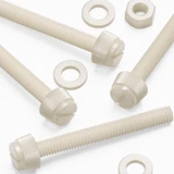 50x viti in nylon naturale zigrinate a taglio M6 x 50 mm, dadi e rondelle