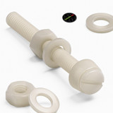 50x Natural Nylon Slotted Knurled Thumbscrews M6 x 50 mm, Nuts & Washers