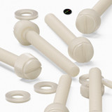 50x Natural Nylon Slotted Knurled Thumbscrews M6 x 50 mm, Nuts & Washers