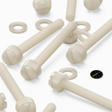 50x Natural Nylon Slotted Knurled Thumbscrews M6 x 50 mm, Nuts & Washers