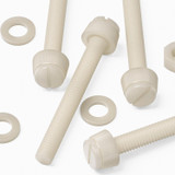 50x Natural Nylon Slotted Knurled Thumbscrews M6 x 50 mm, Nuts & Washers