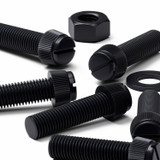 50x Black Nylon Slotted Knurled Thumbscrews M8 x 30 mm, Nuts & Washers