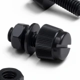 50x Black Nylon Slotted Knurled Thumbscrews M4 x 10 mm, Nuts & Washers