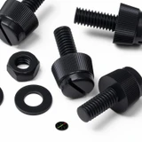 50x Black Nylon Slotted Knurled Thumbscrews M4 x 10 mm, Nuts & Washers