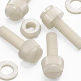 50x viti in nylon naturale zigrinate a taglio M6 x 20 mm, dadi e rondelle