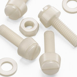 50x Natural Nylon Slotted Knurled Thumbscrews M6 x 20 mm, Nuts & Washers