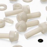 50x viti in nylon naturale zigrinate a taglio M6 x 20 mm, dadi e rondelle
